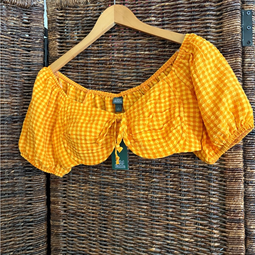 Wild Fable Orange Gingham Crop Top
